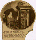 Mistress Time -young girl winding Fasoldt clock that won the prize in 1876 at the centennial fair.